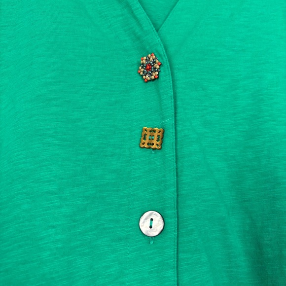 Soft Surroundings Danielle Button Dress Parakeet Green Beachy NWT Coastal Small - Picture 4 of 10